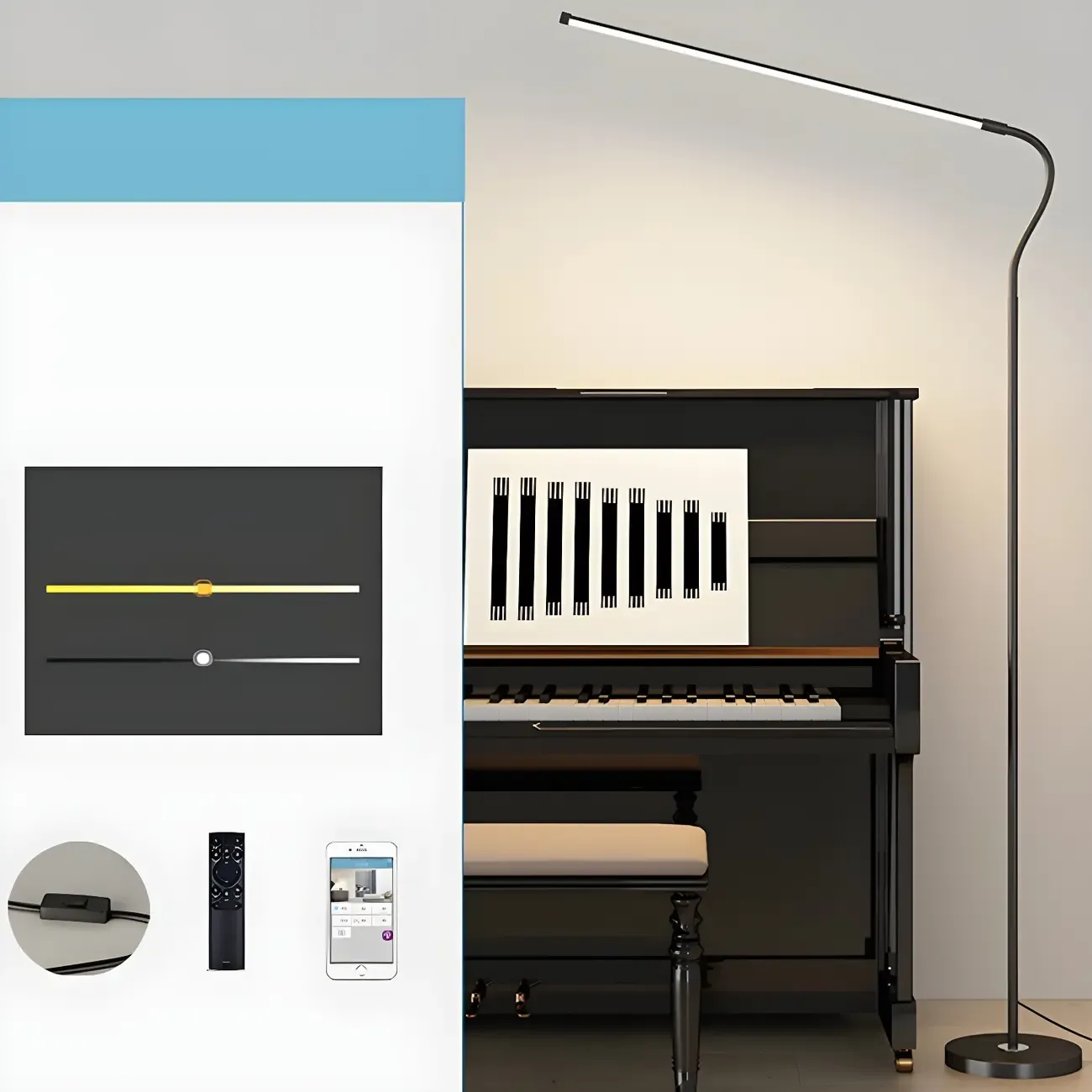 Dimmable Floor Lamp with Remote and  3 Color Temperatures Image - 3