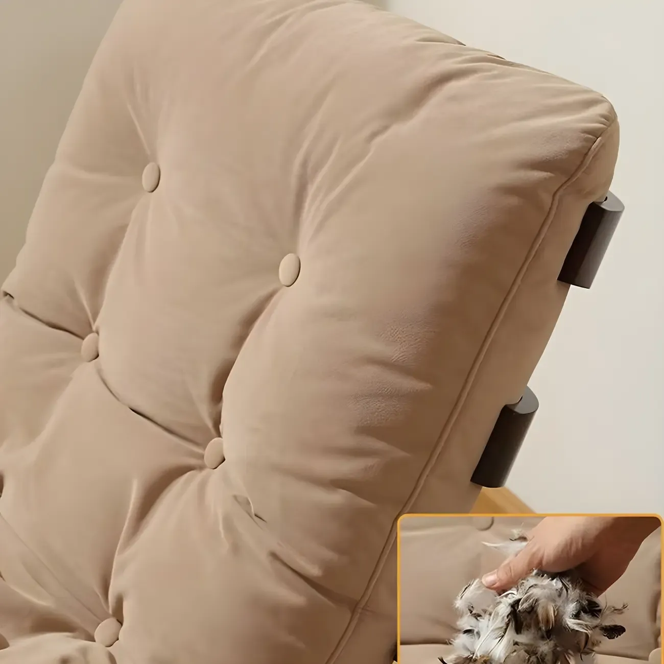 Minimalistic Flannel Cushioned Rocking Chair for Living Room Image - 8