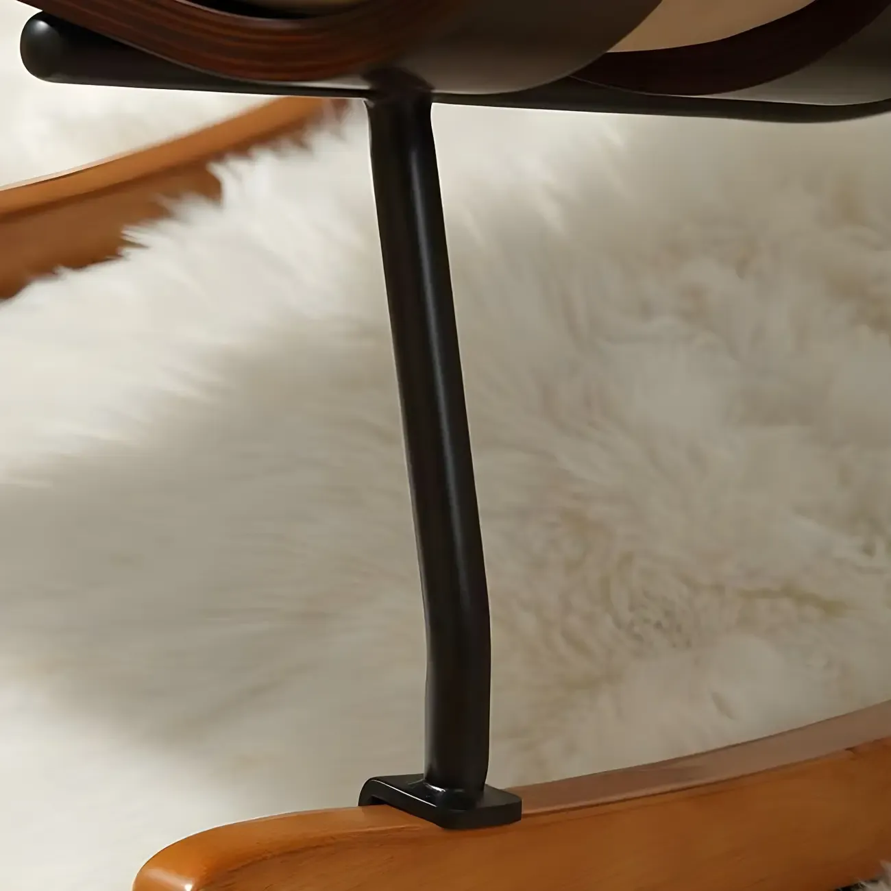 Minimalistic Flannel Cushioned Rocking Chair for Living Room Image - 12