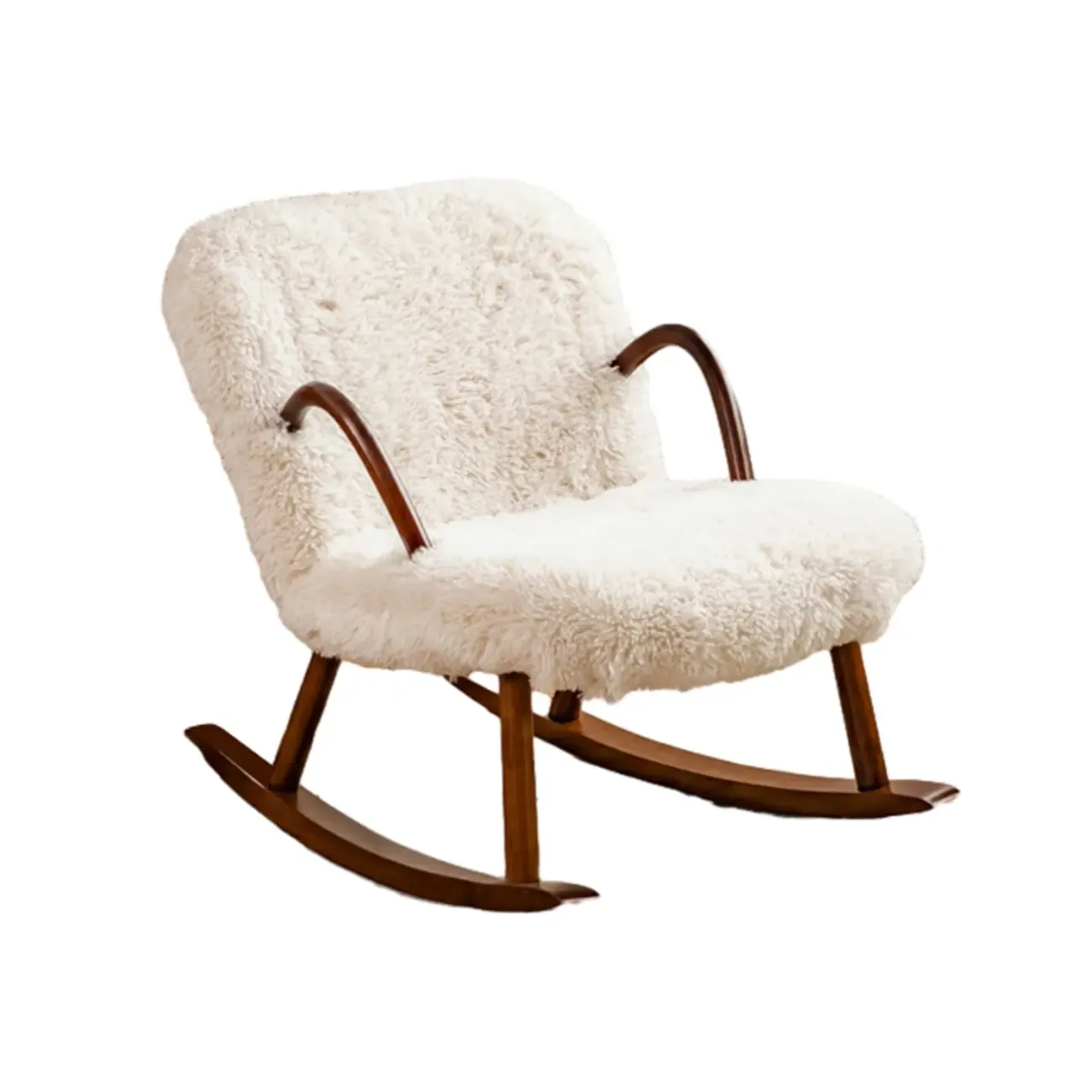 Wood Upholstered Track Arms Rocking Chair Optional Ottoman Image - 6