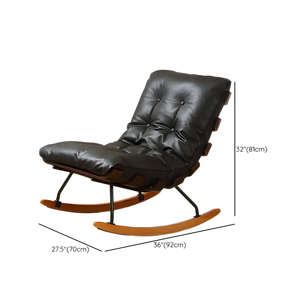 Minimalistic Flannel Cushioned Rocking Chair for Living Room #size | homeyfad