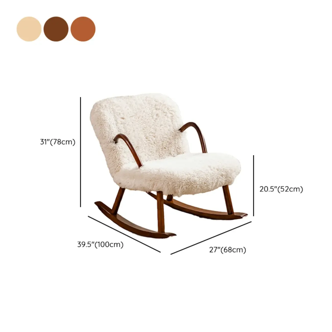 Wood Upholstered Track Arms Rocking Chair Optional Ottoman Image - 17