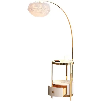Feather Floor Lamp with Shelves for Living Room Image - 9