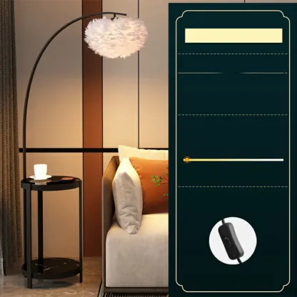 Feather Floor Lamp with Shelves for Living Room Image - 17