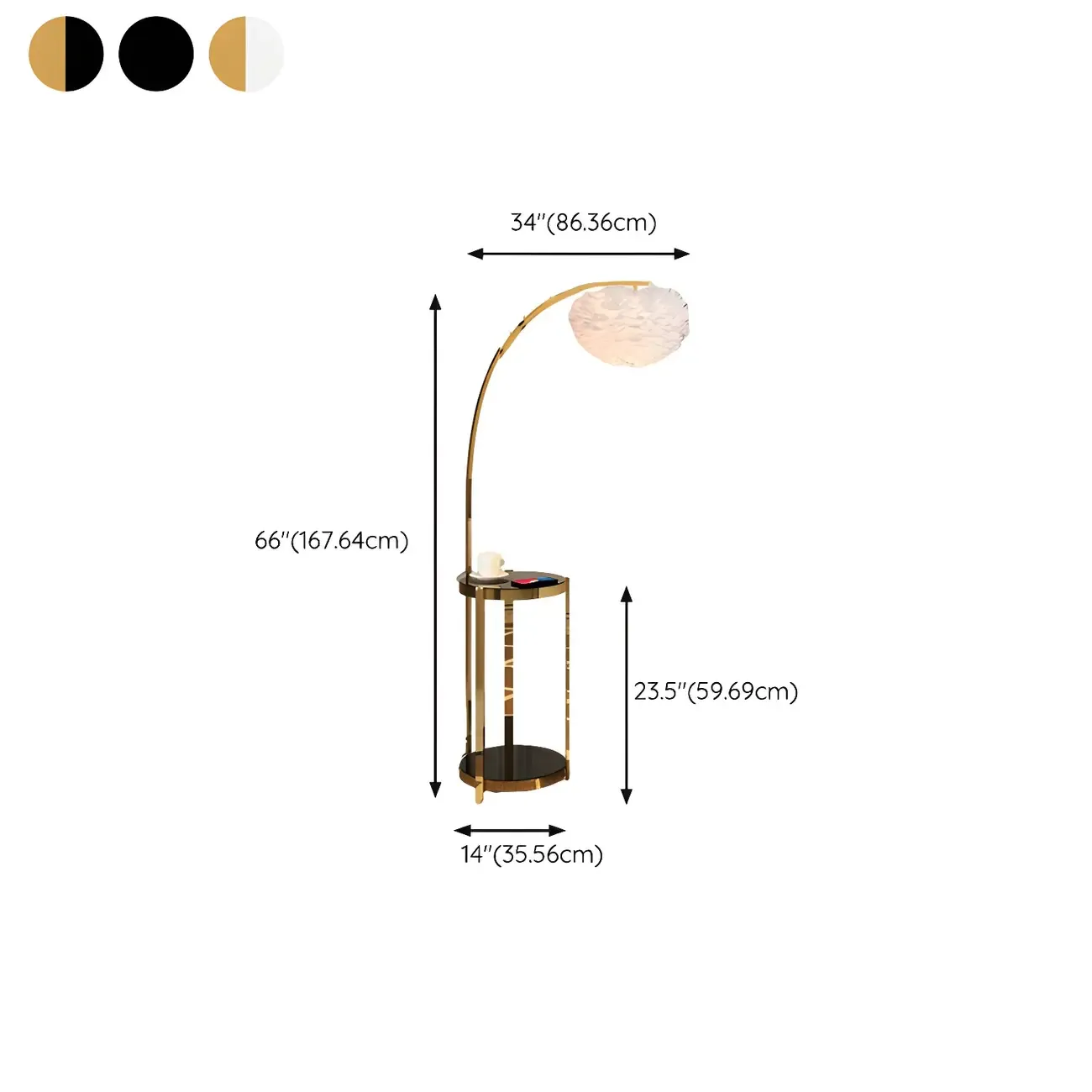 Feather Floor Lamp with Shelves for Living Room Image - 28