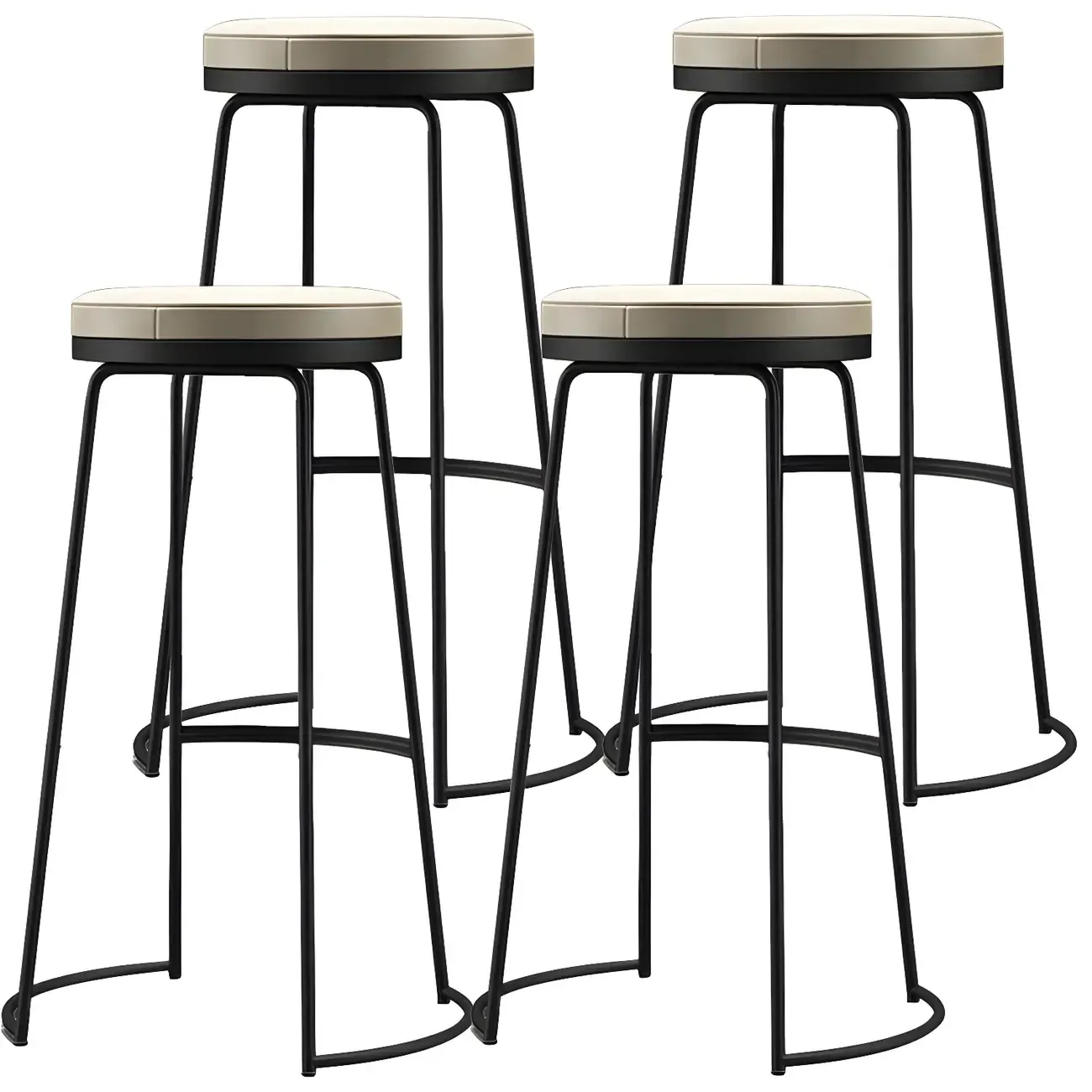 Industrial Leather Seat Bar Stools with Metal Frame for Kitchen Image - 13