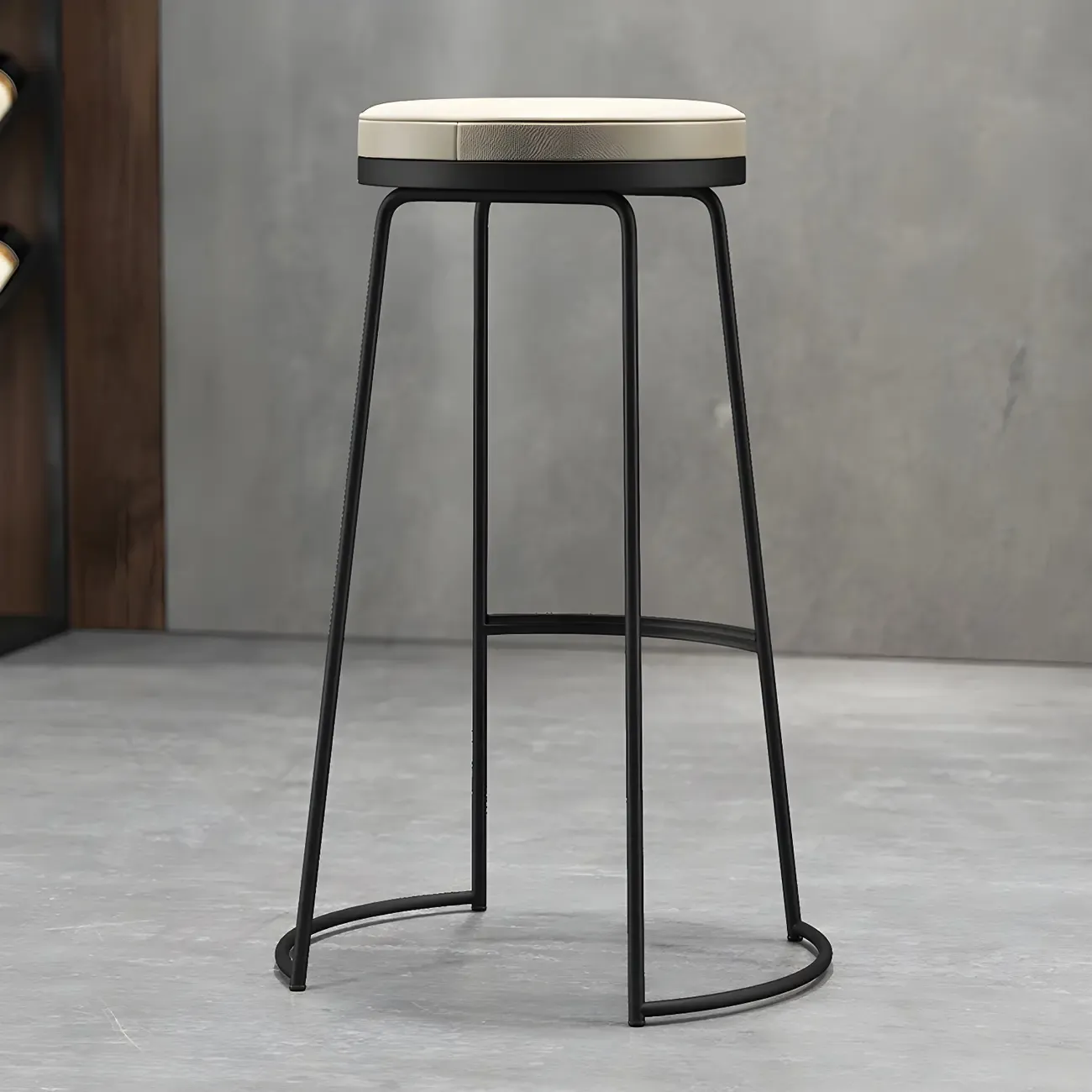 Industrial Leather Seat Bar Stools with Metal Frame for Kitchen Image - 3