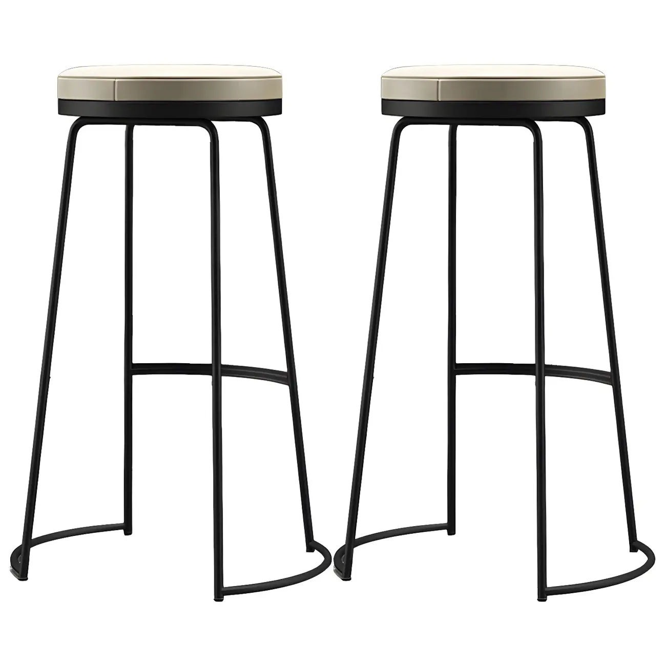 Industrial Leather Seat Bar Stools with Metal Frame for Kitchen Image - 14 | homeyfad