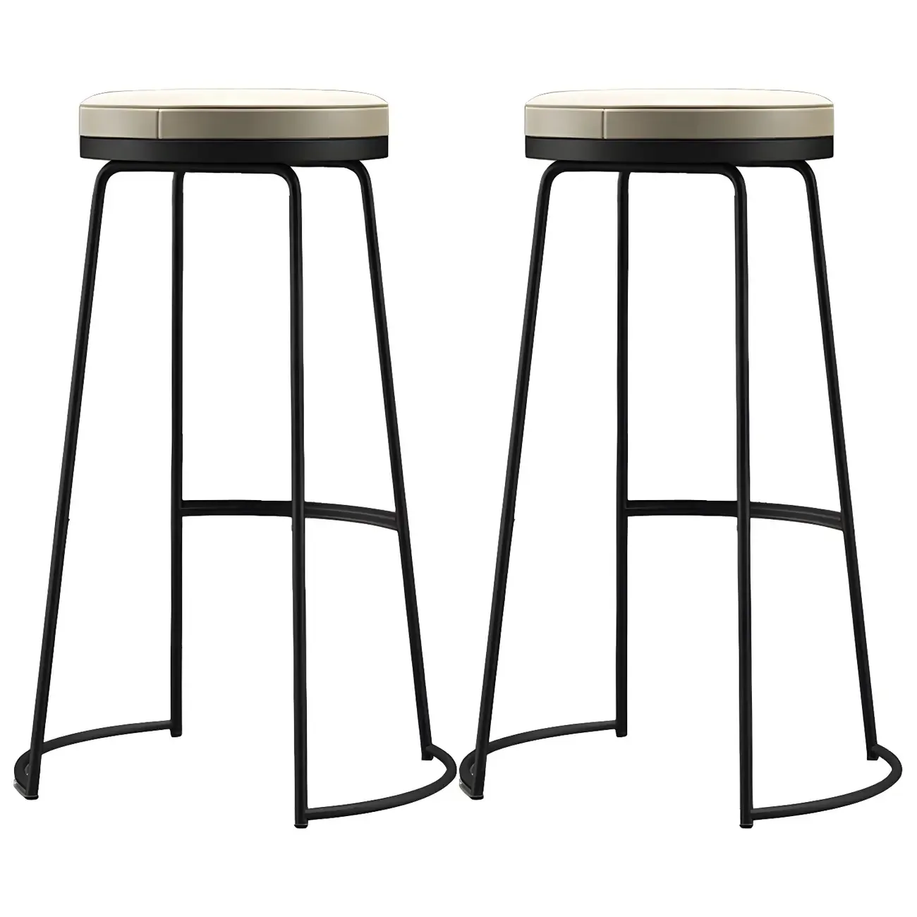 Industrial Leather Seat Bar Stools with Metal Frame for Kitchen Image - 14