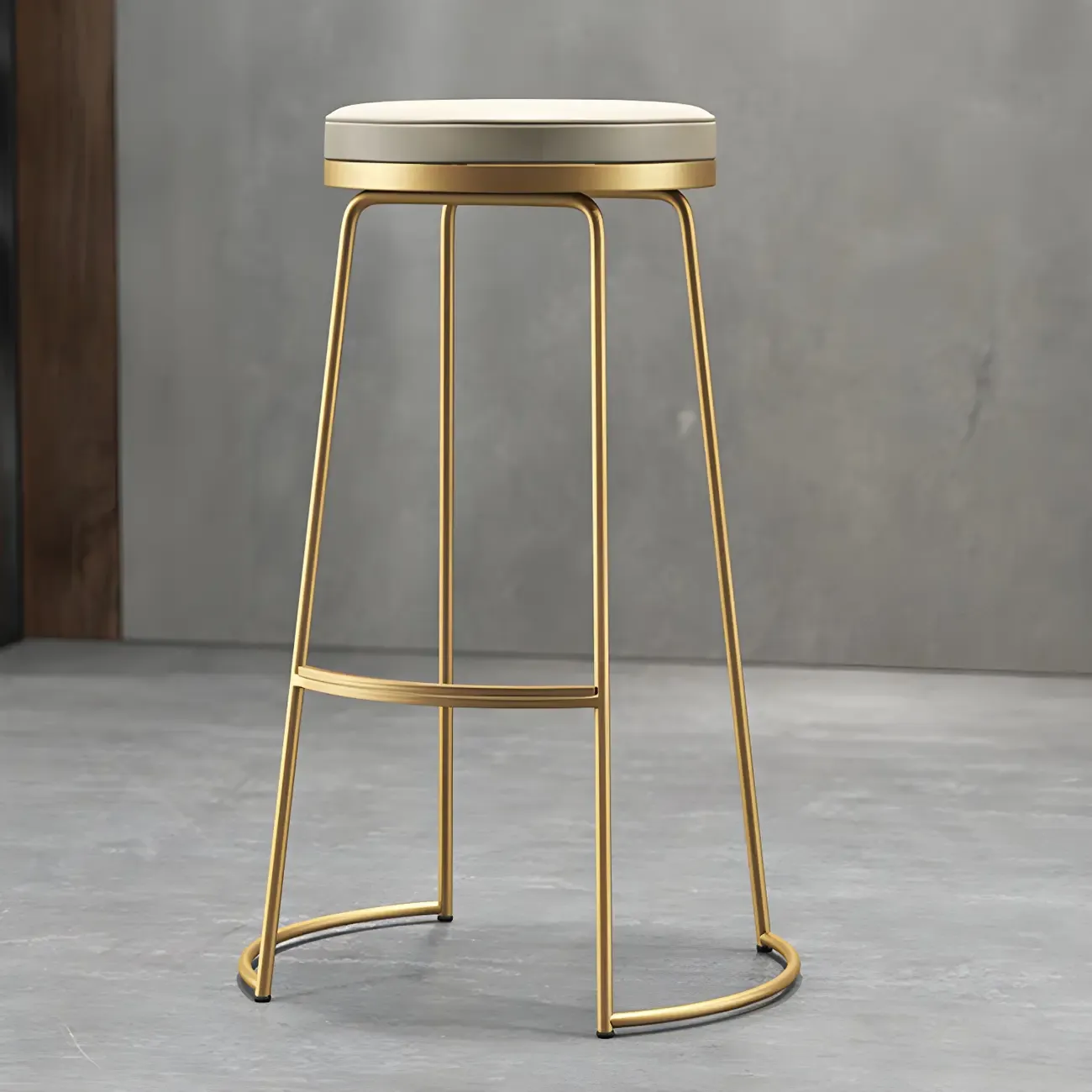 Industrial Leather Seat Bar Stools with Metal Frame for Kitchen Image - 4