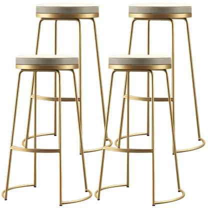 Industrial Leather Seat Bar Stools with Metal Frame for Kitchen Image - 15