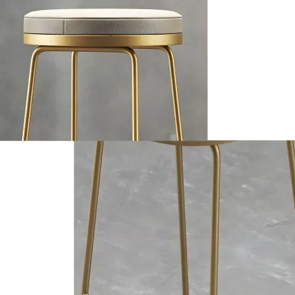 Industrial Leather Seat Bar Stools with Metal Frame for Kitchen Image - 5