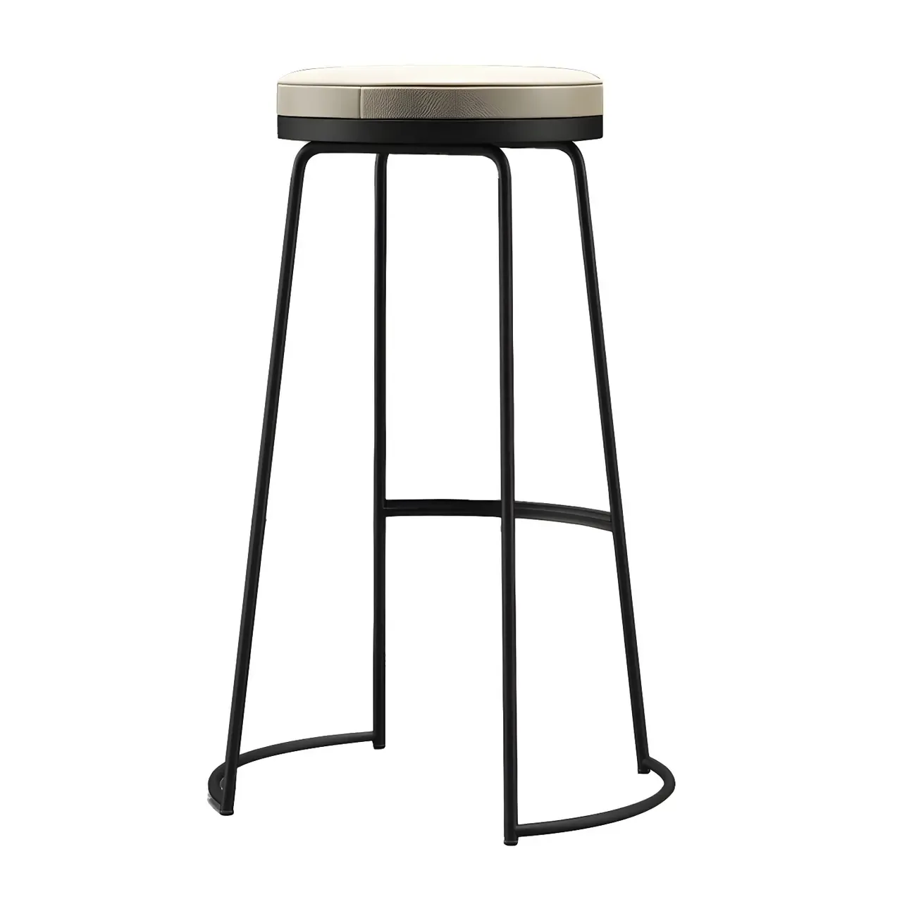 Industrial Leather Seat Bar Stools with Metal Frame for Kitchen Image - 16