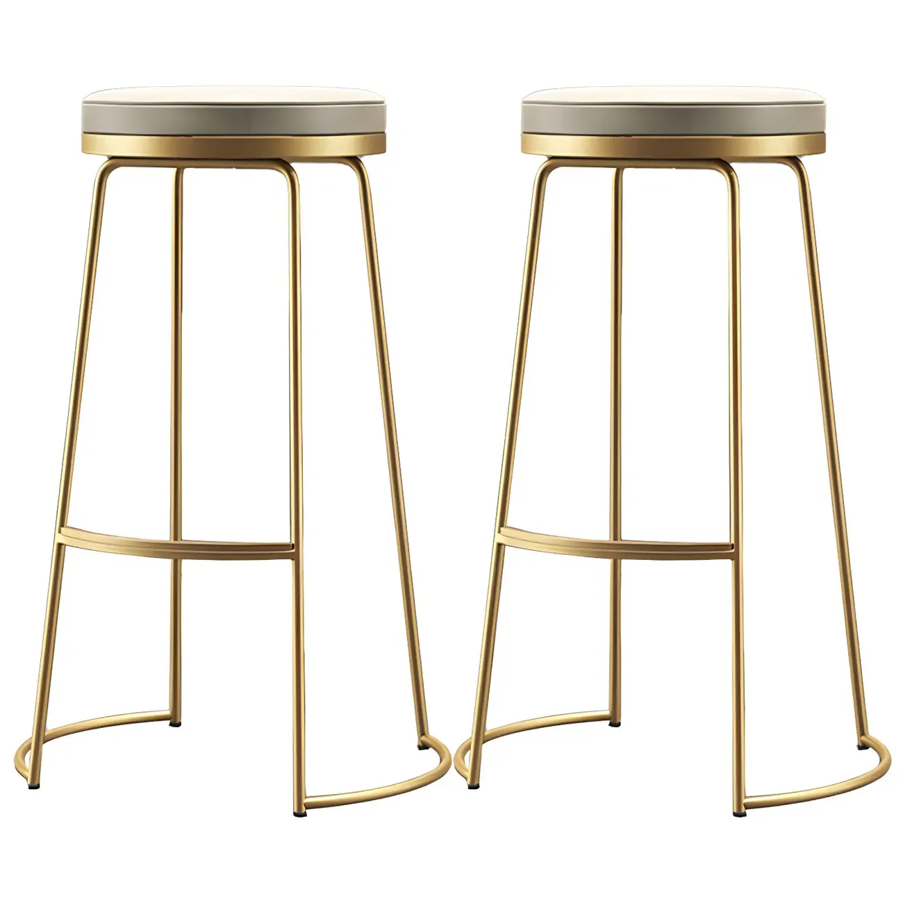 Industrial Leather Seat Bar Stools with Metal Frame for Kitchen Image - 17