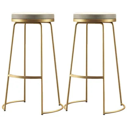 Industrial Leather Seat Bar Stools with Metal Frame for Kitchen Image - 17
