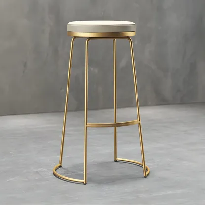 Industrial Leather Seat Bar Stools with Metal Frame for Kitchen Image - 7