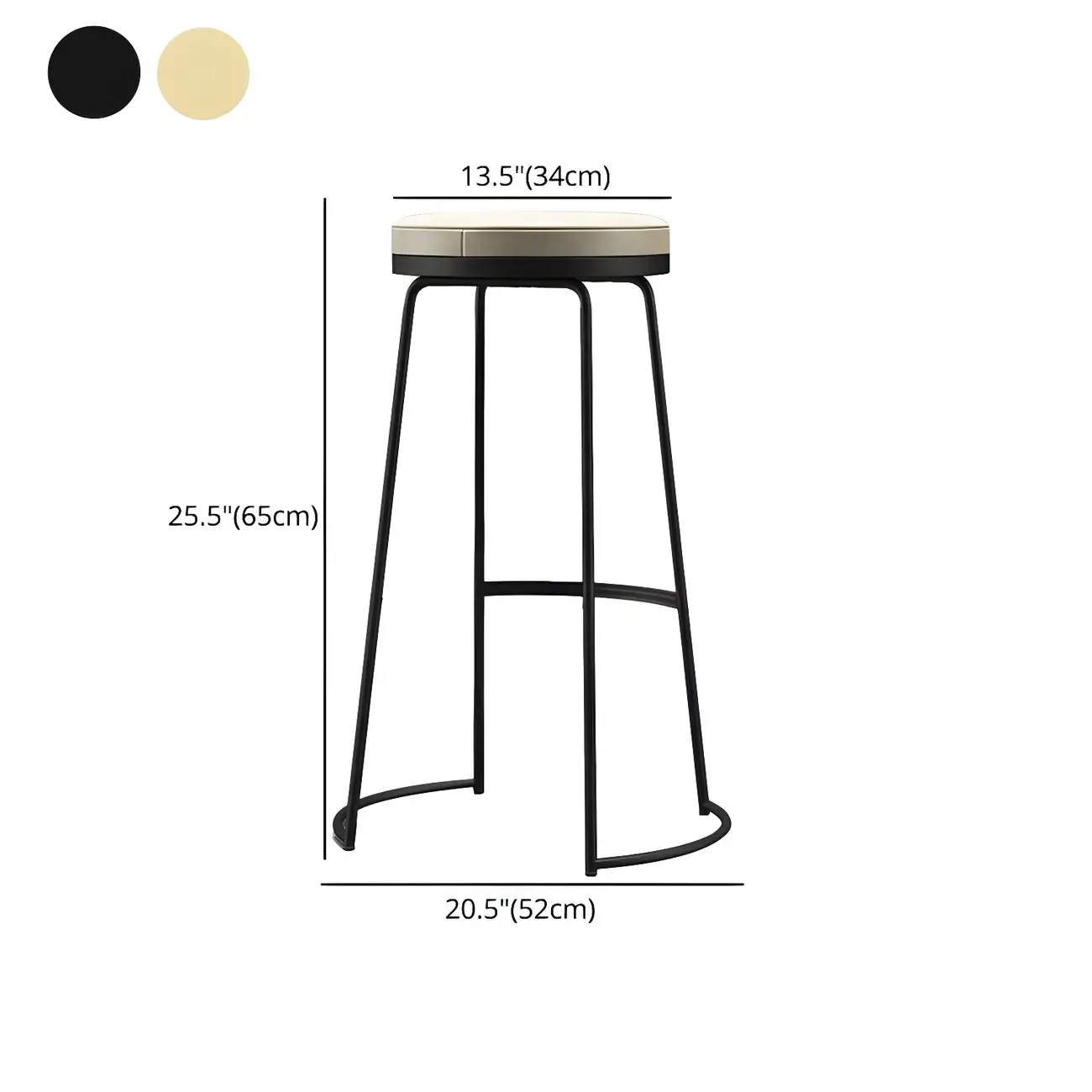 Industrial Leather Seat Bar Stools with Metal Frame for Kitchen #size