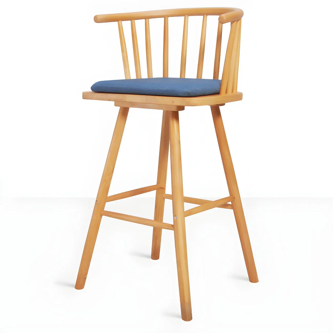 Traditional Wooden Low Back Bar Stool with Cushioned Seat Image - 1 | homeyfad