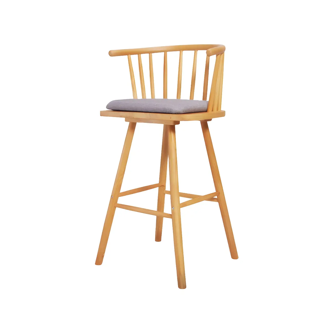 Traditional Wooden Low Back Bar Stool with Cushioned Seat Image - 7 | homeyfad
