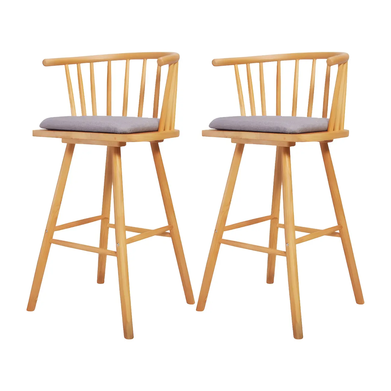 Traditional Wooden Low Back Bar Stool with Cushioned Seat Image - 10 | homeyfad