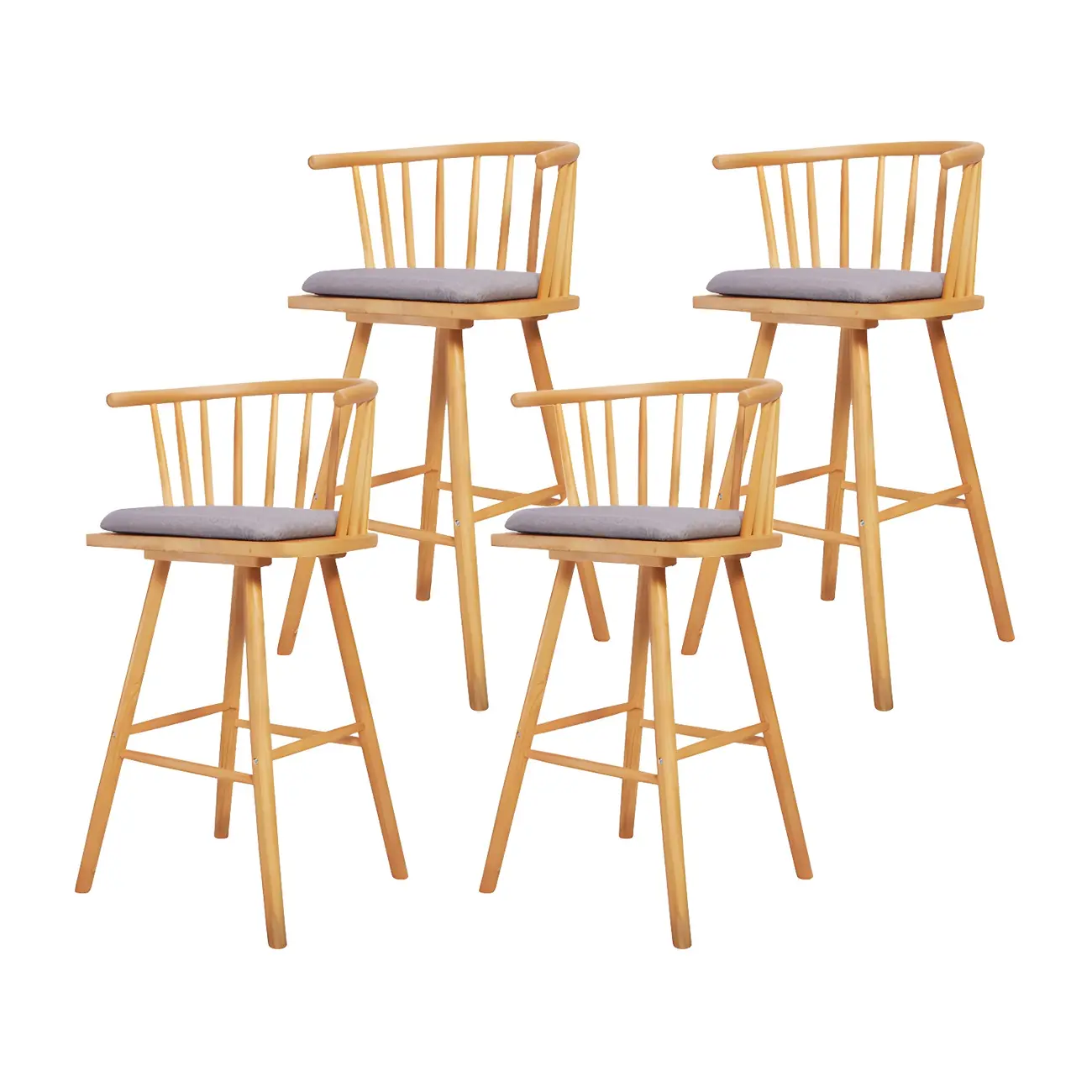 Traditional Wooden Low Back Bar Stool with Cushioned Seat Image - 11 | homeyfad