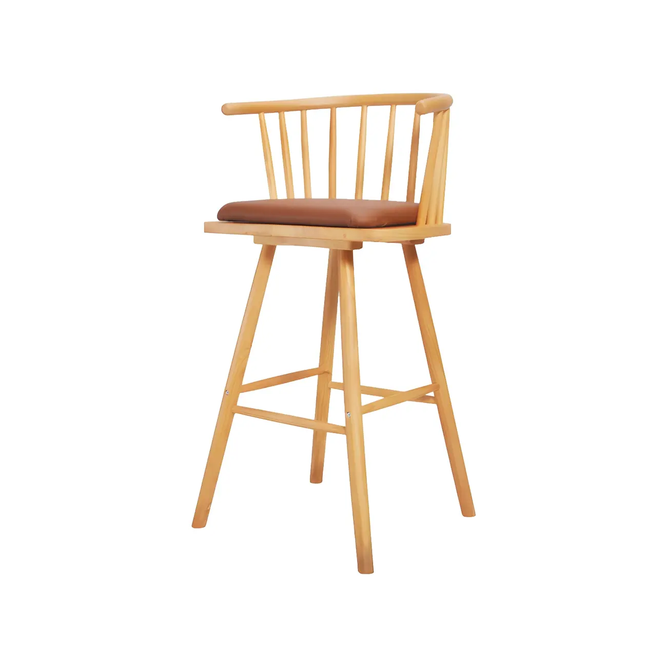 Traditional Wooden Low Back Bar Stool with Cushioned Seat Image - 13 | homeyfad