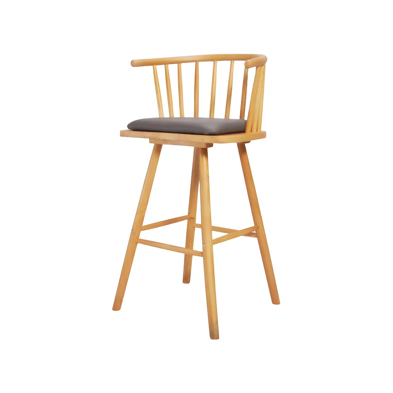 Traditional Wooden Low Back Bar Stool with Cushioned Seat Image - 16 | homeyfad