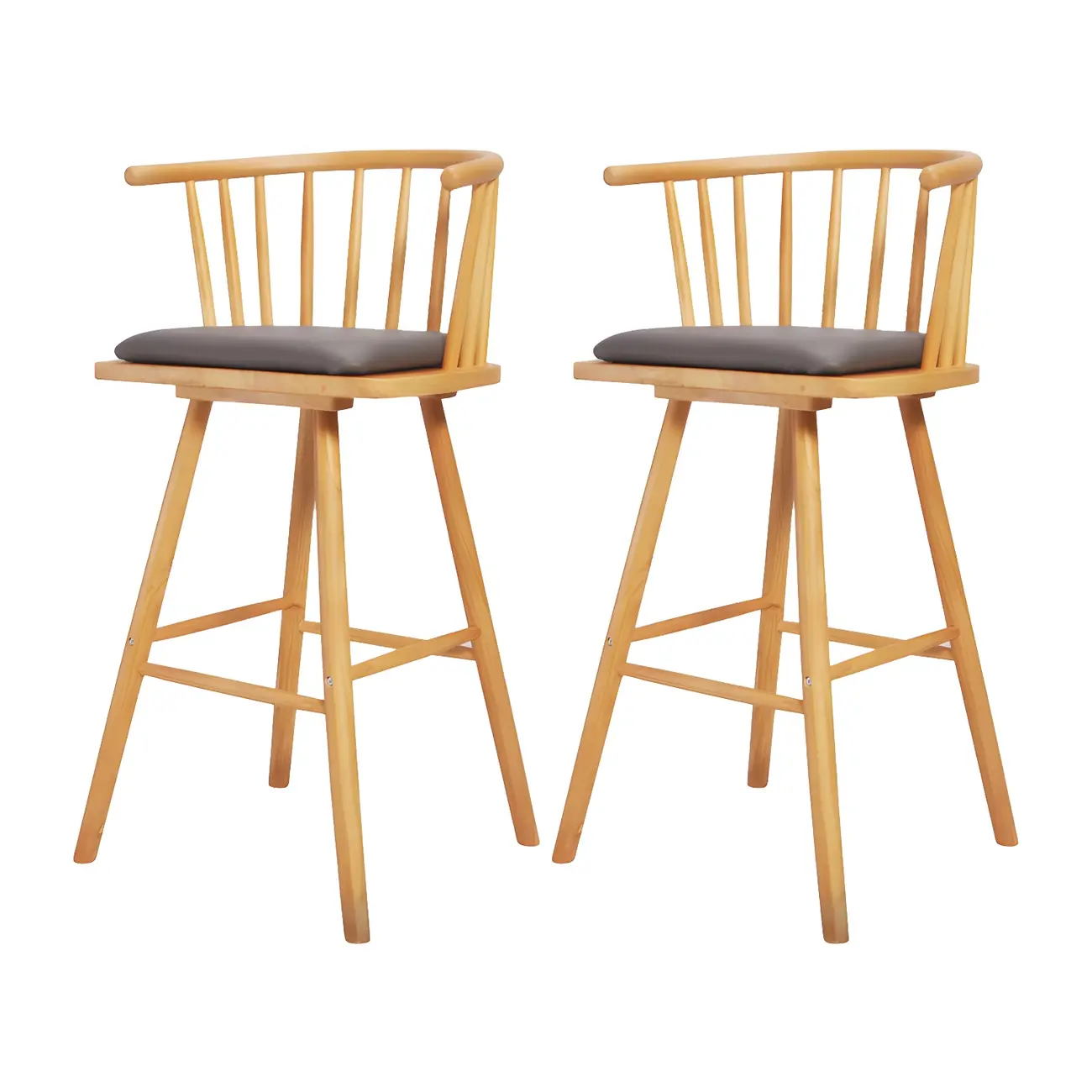 Traditional Wooden Low Back Bar Stool with Cushioned Seat Image - 17 | homeyfad
