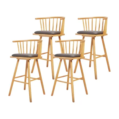 Traditional Wooden Low Back Bar Stool with Cushioned Seat Image - 18