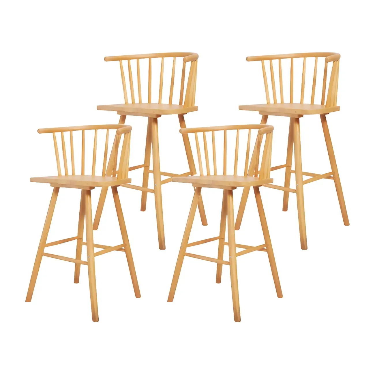 Traditional Wooden Low Back Bar Stool with Cushioned Seat Image - 21