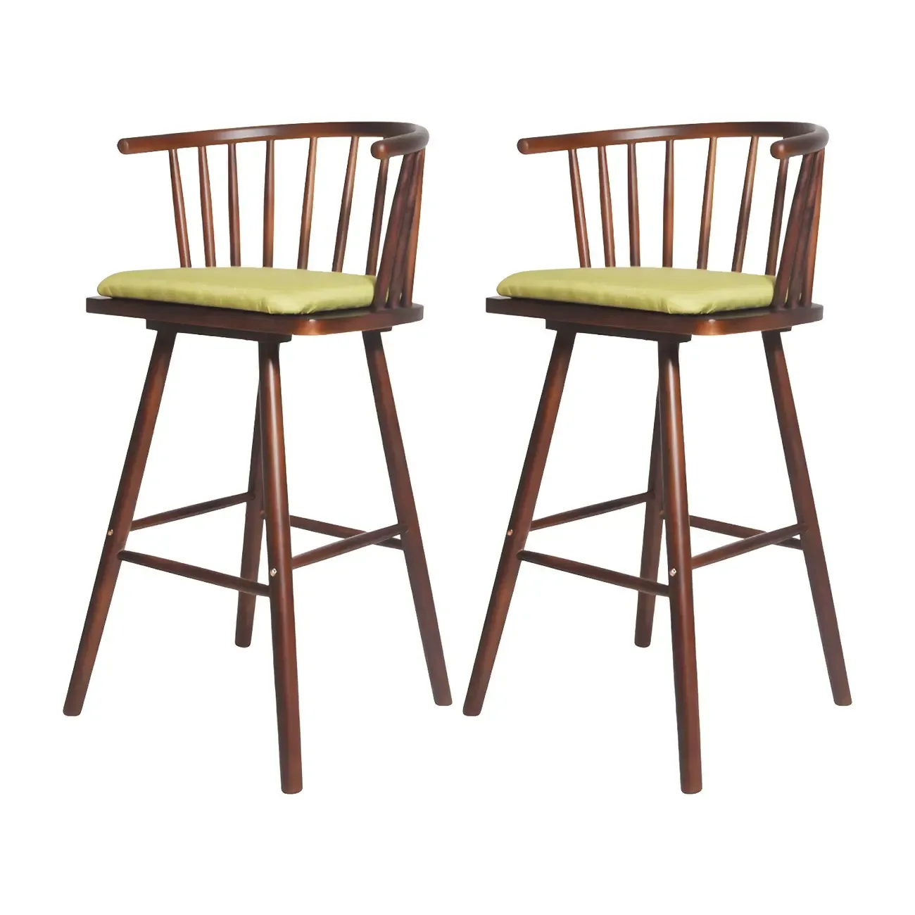 Traditional Wooden Low Back Bar Stool with Cushioned Seat Image - 23