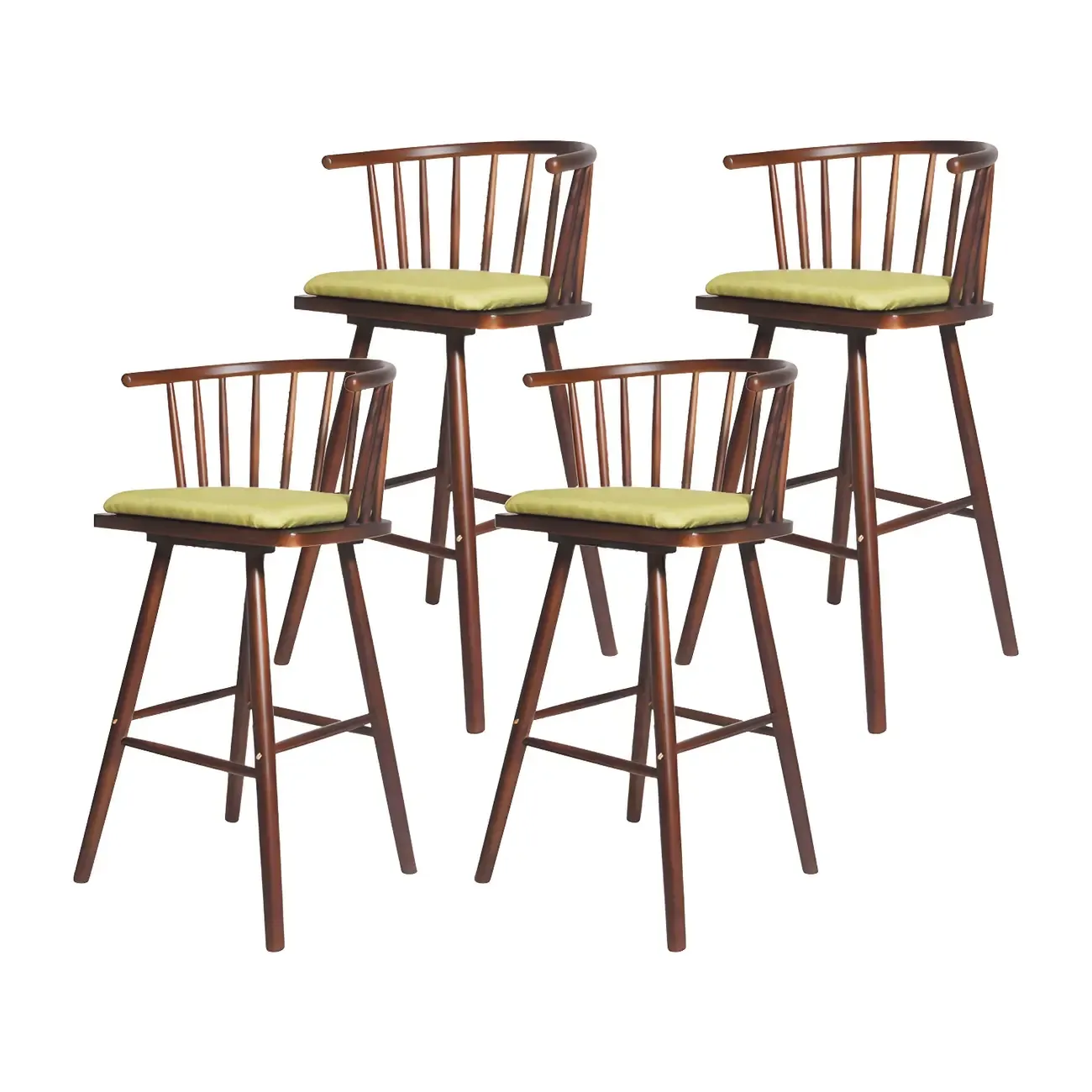 Traditional Wooden Low Back Bar Stool with Cushioned Seat - HomeyFad