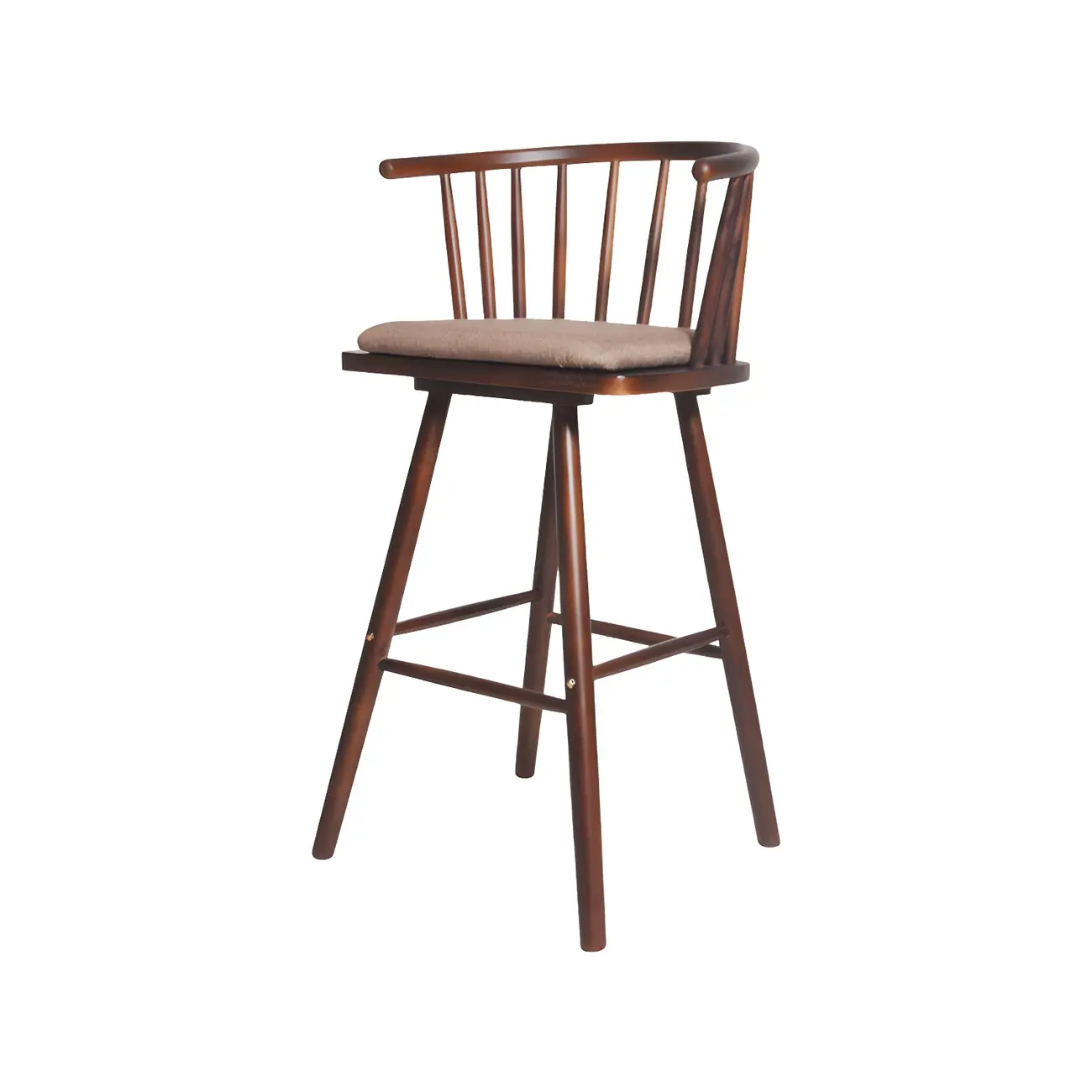 Traditional Wooden Low Back Bar Stool with Cushioned Seat Image - 25 | homeyfad