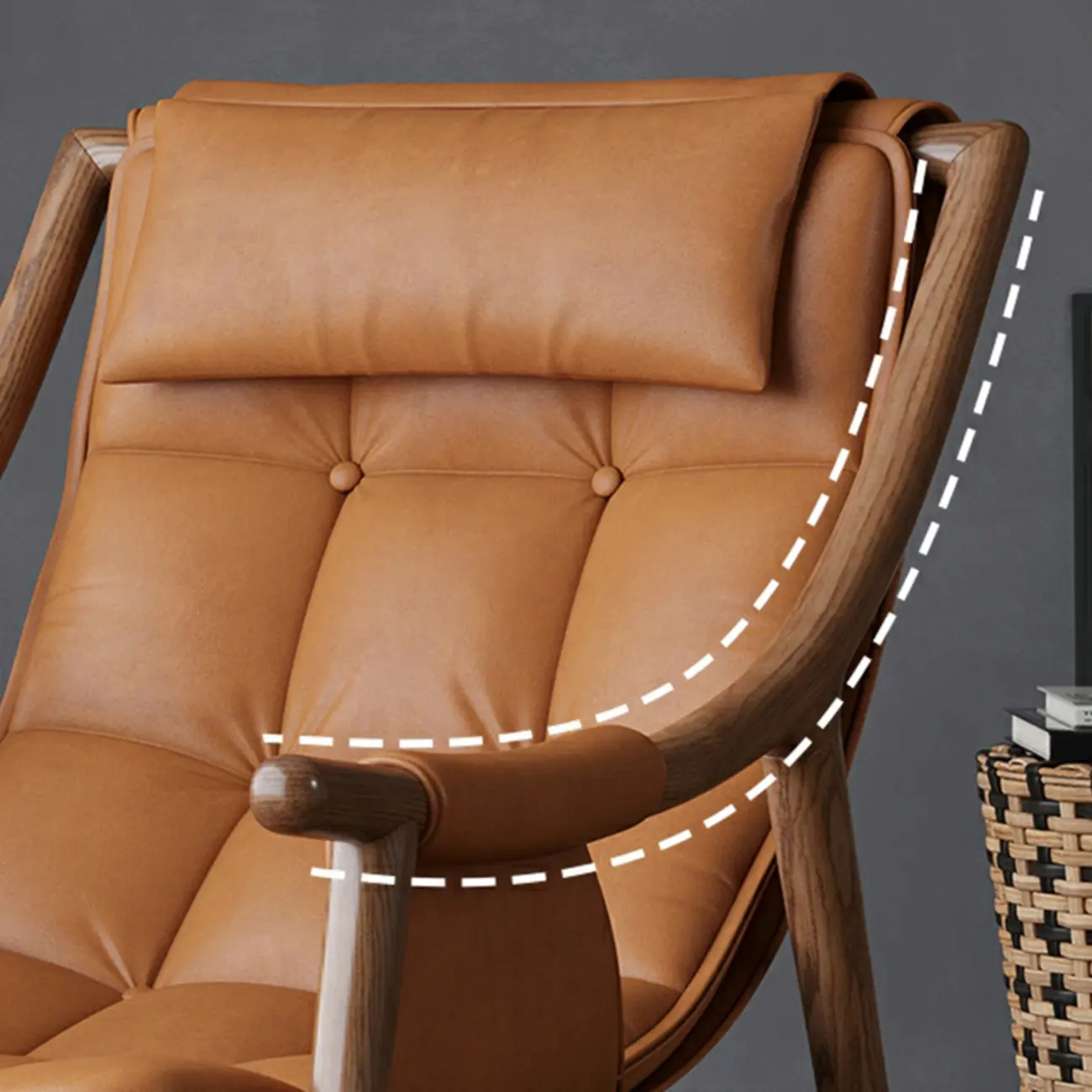 Modern Wood Nappa Upholstered Rocking Chair with Footstool Image - 16 | homeyfad