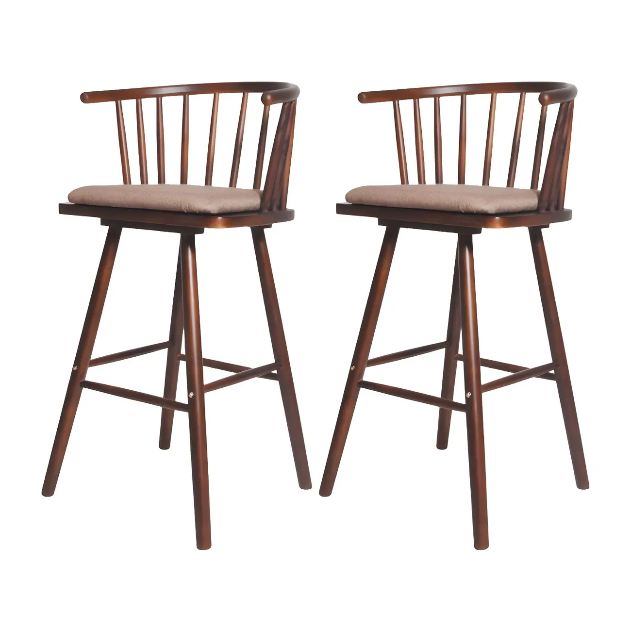 Traditional Wooden Low Back Bar Stool with Cushioned Seat Image - 26 | homeyfad