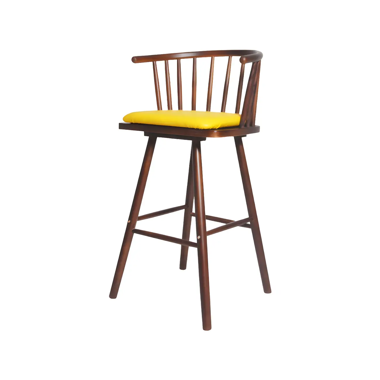 Traditional Wooden Low Back Bar Stool with Cushioned Seat Image - 28 | homeyfad