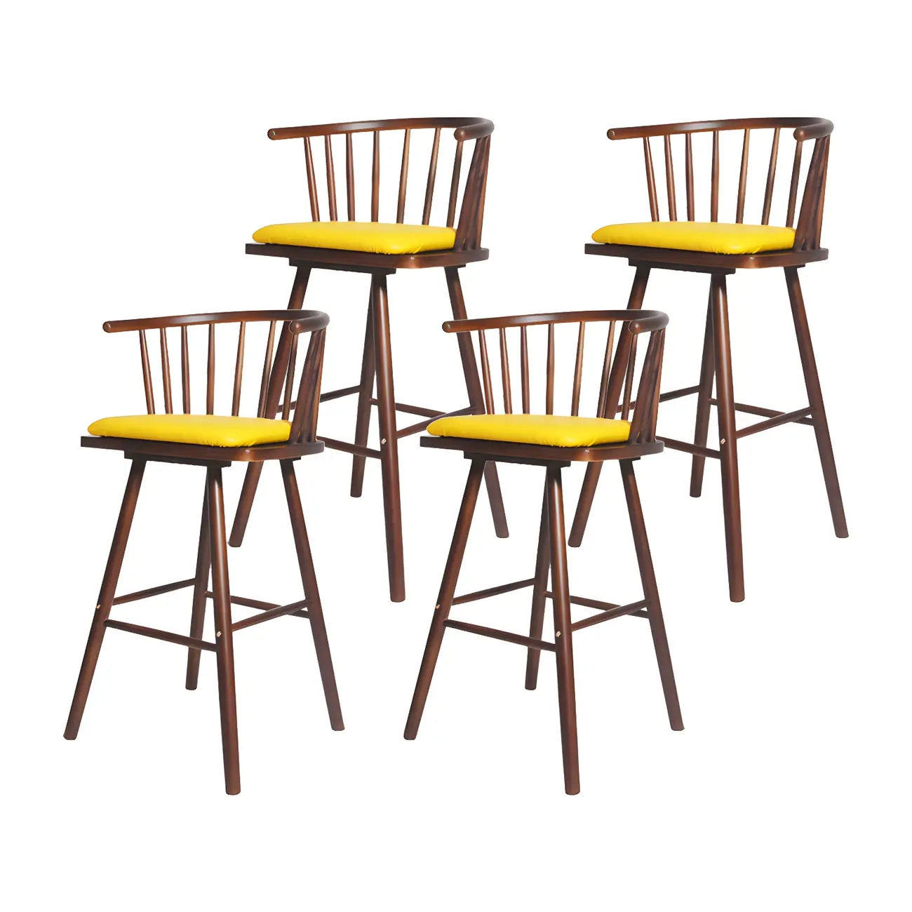 Traditional Wooden Low Back Bar Stool with Cushioned Seat Image - 30 | homeyfad