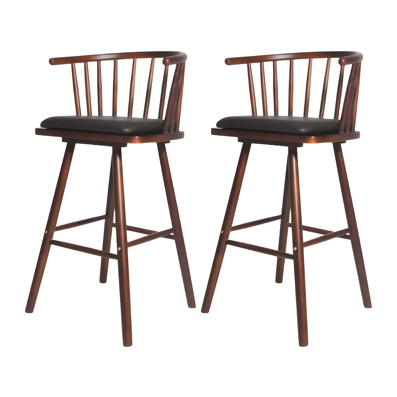 Traditional Wooden Low Back Bar Stool with Cushioned Seat Image - 32 | homeyfad