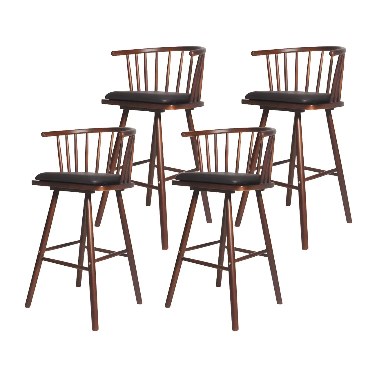 Traditional Wooden Low Back Bar Stool with Cushioned Seat Image - 33 | homeyfad
