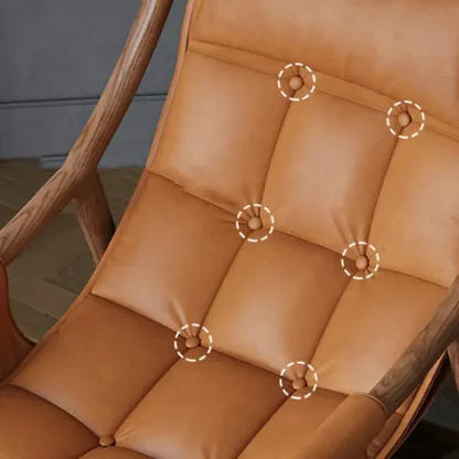 Modern Wood Nappa Upholstered Rocking Chair with Footstool Image - 17