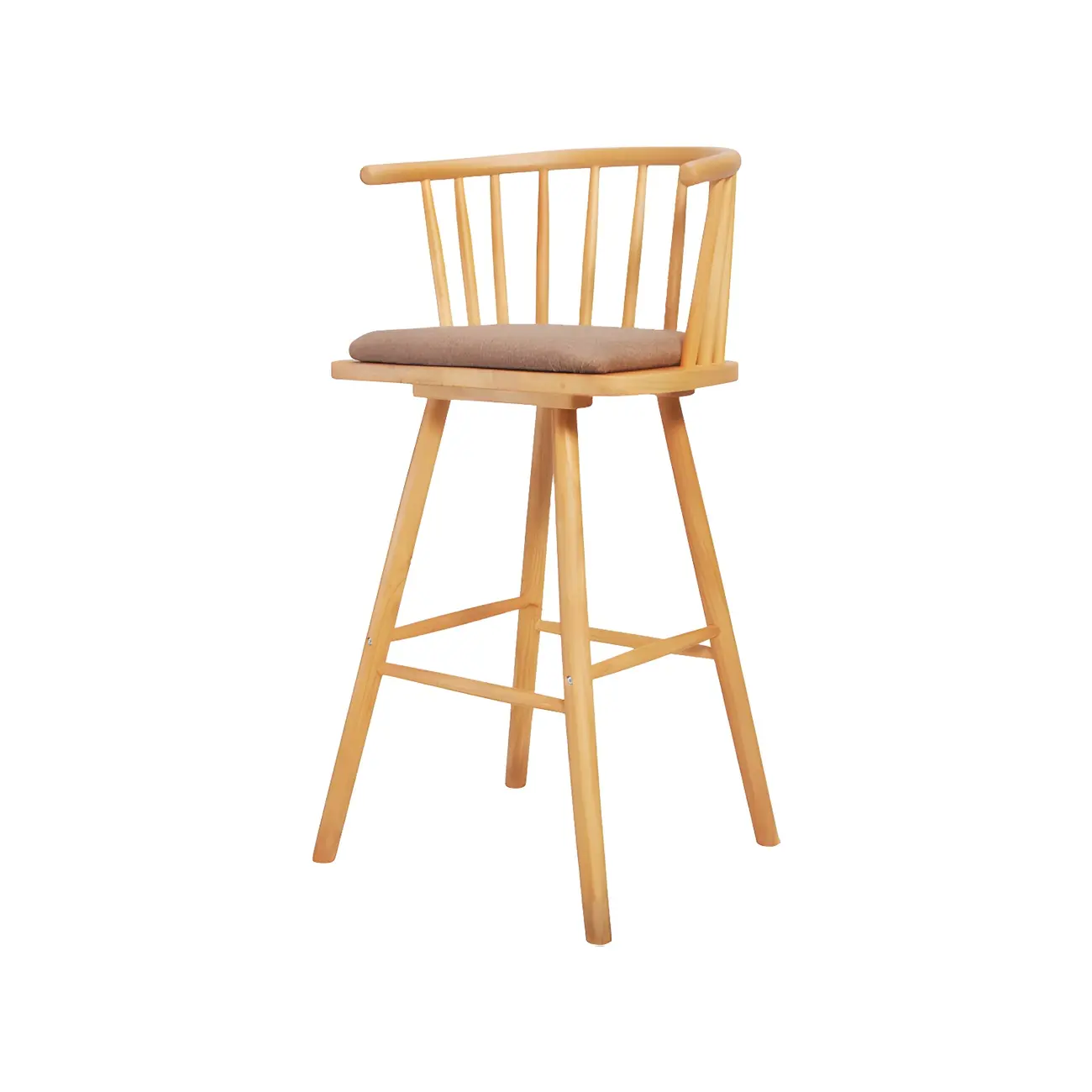 Traditional Wooden Low Back Bar Stool with Cushioned Seat Image - 34 | homeyfad