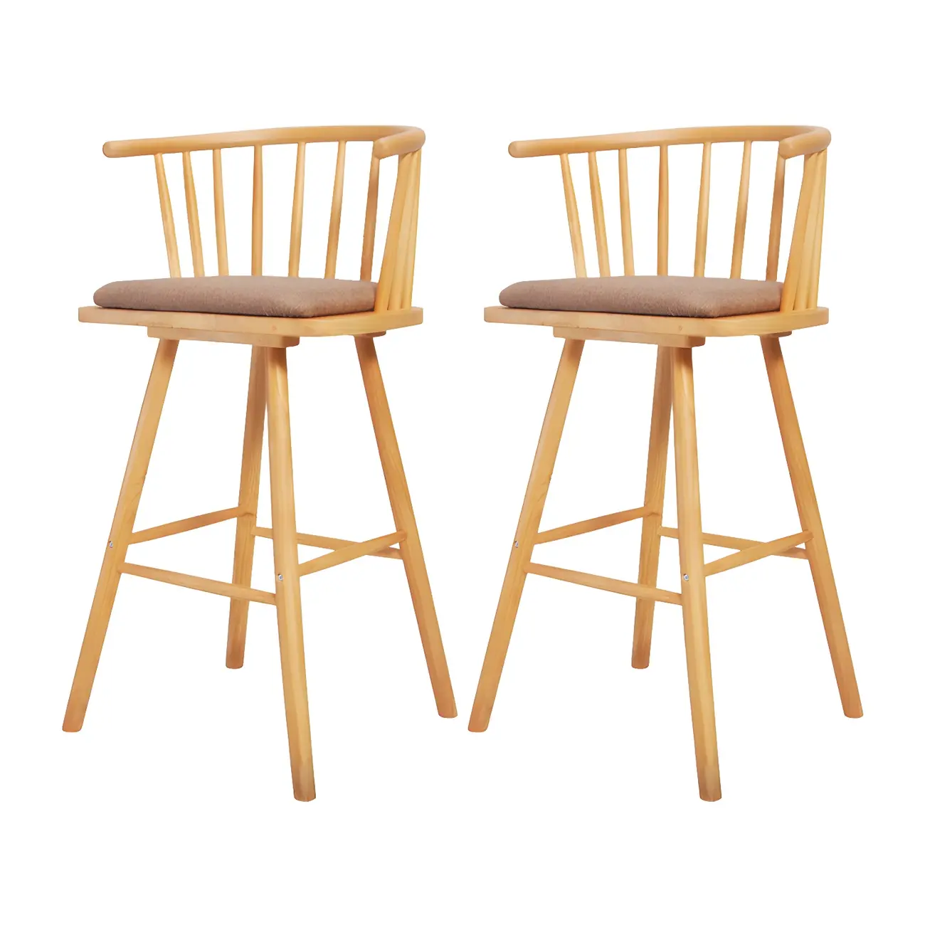 Traditional Wooden Low Back Bar Stool with Cushioned Seat Image - 35 | homeyfad