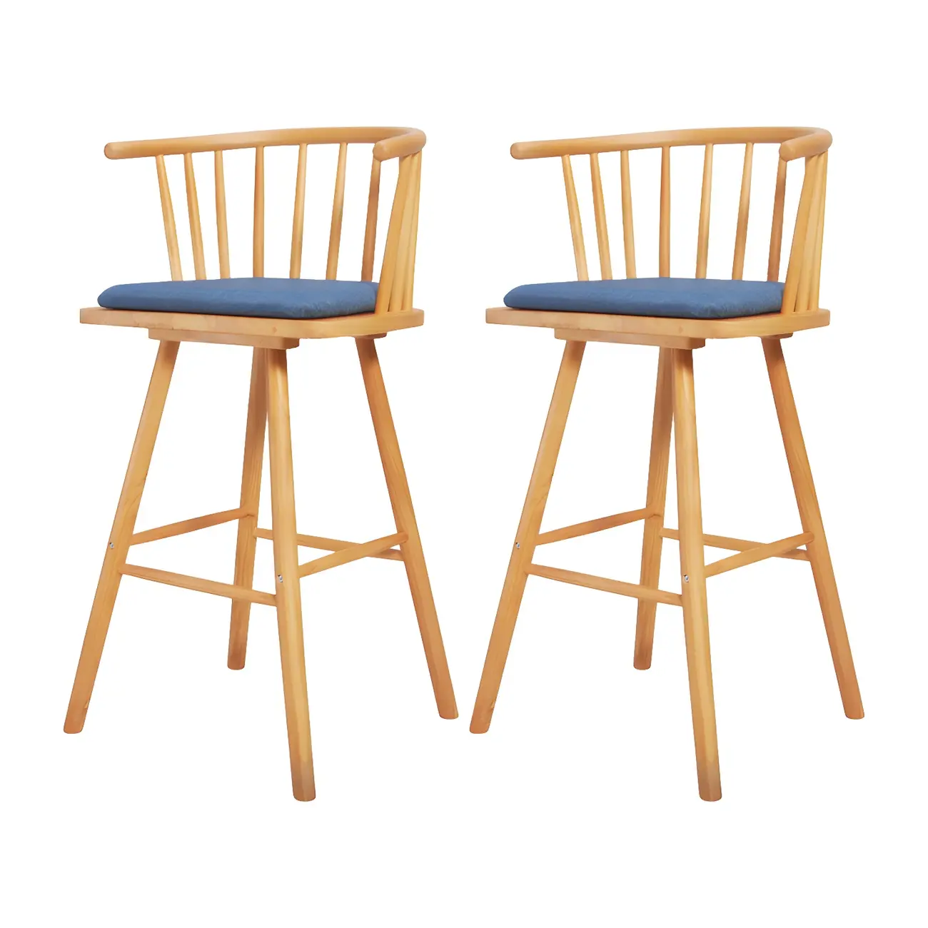 Traditional Wooden Low Back Bar Stool with Cushioned Seat Image - 38 | homeyfad