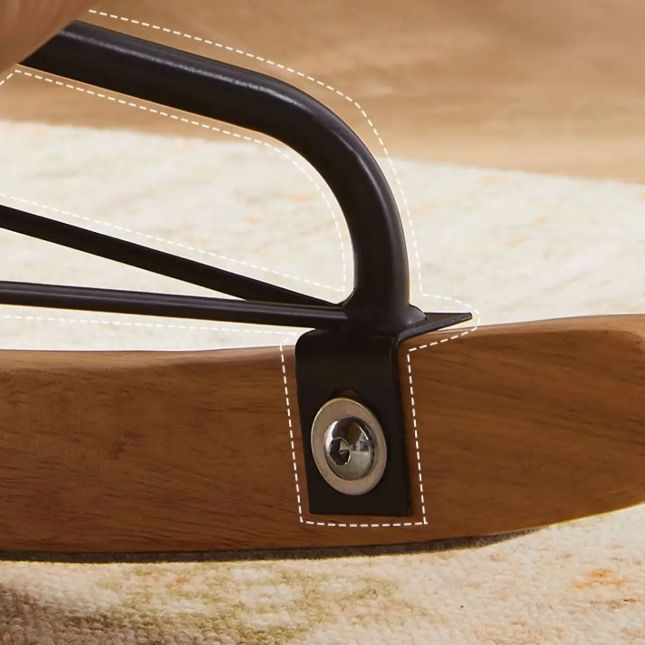 Wide Seat Upholstered Rocking Chair in Beige with Ottoman  Image - 12 | homeyfad