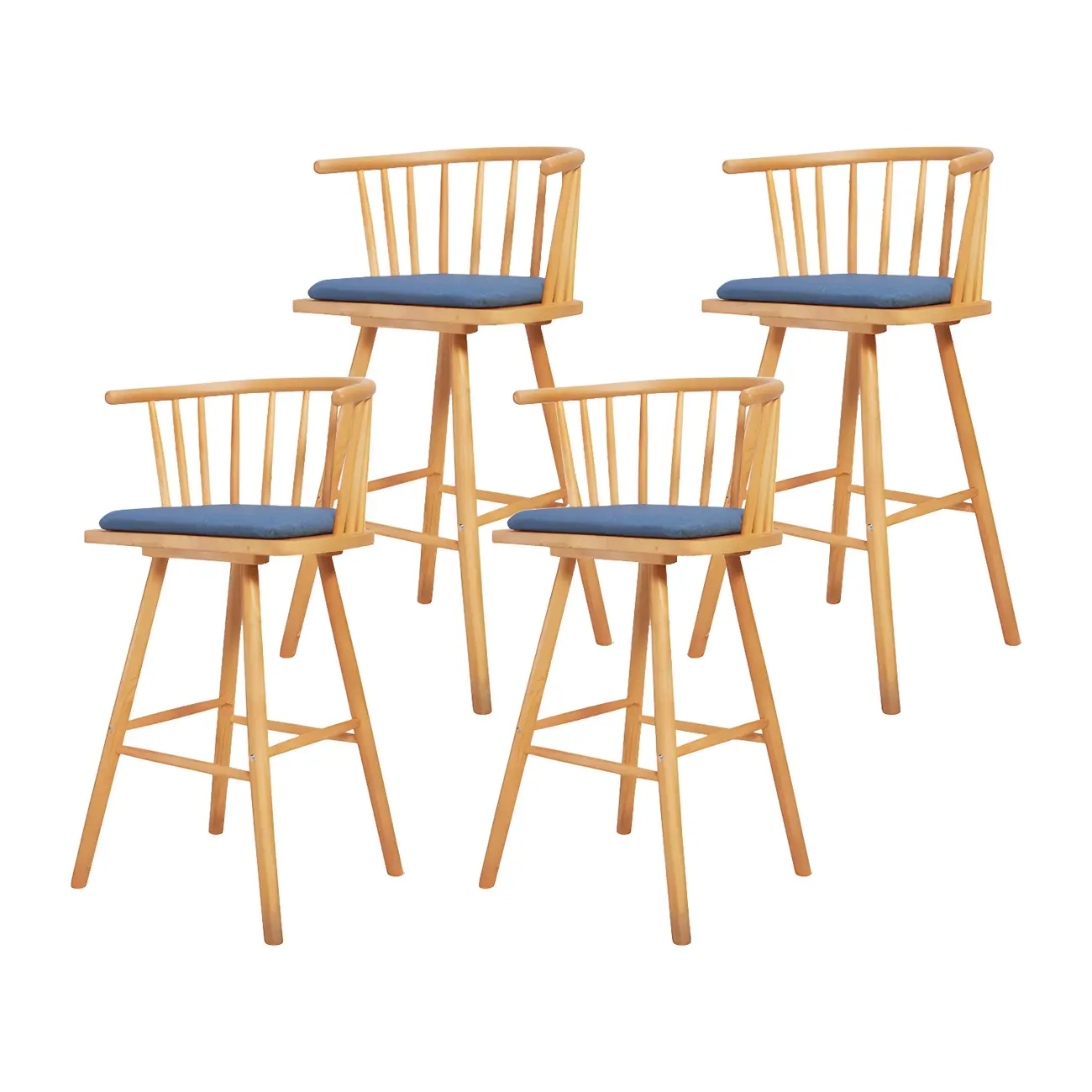 Traditional Wooden Low Back Bar Stool with Cushioned Seat Image - 39 | homeyfad