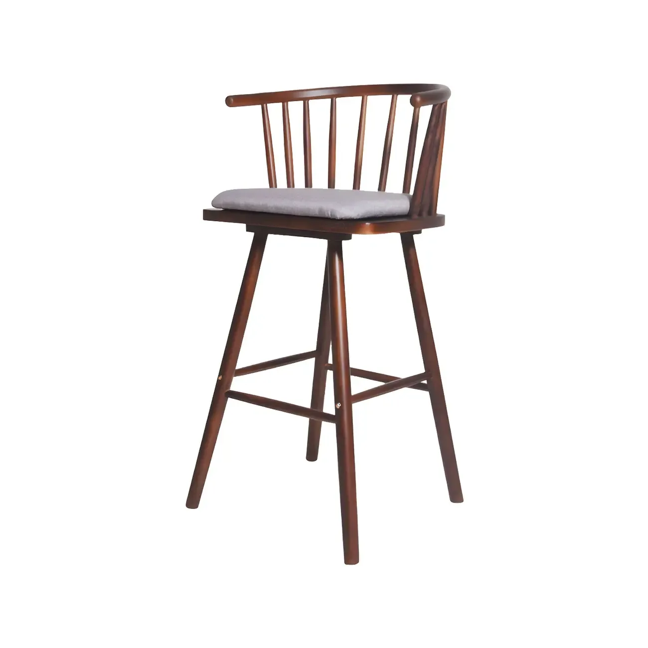 Traditional Wooden Low Back Bar Stool with Cushioned Seat Image - 40