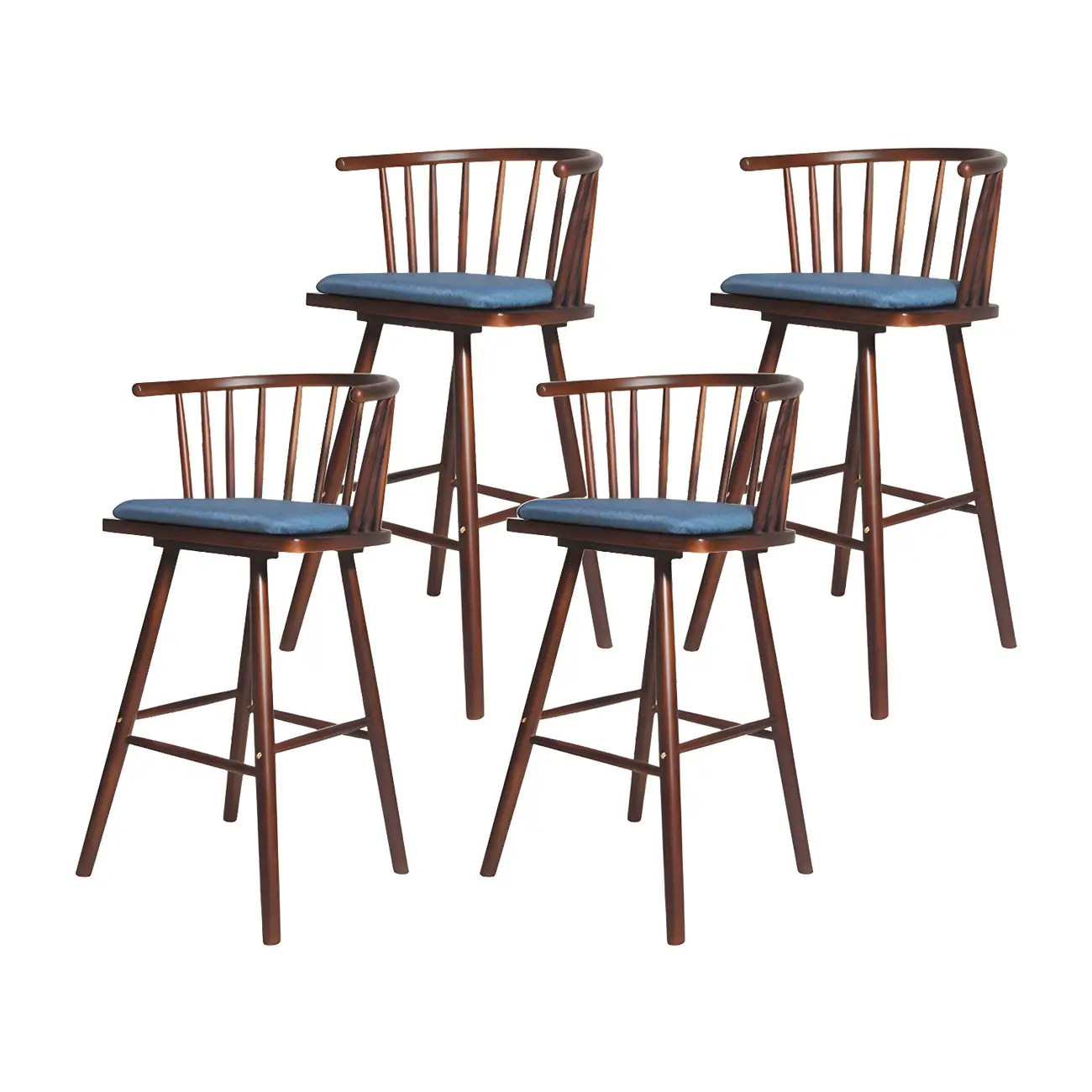 Traditional Wooden Low Back Bar Stool with Cushioned Seat Image - 48 | homeyfad