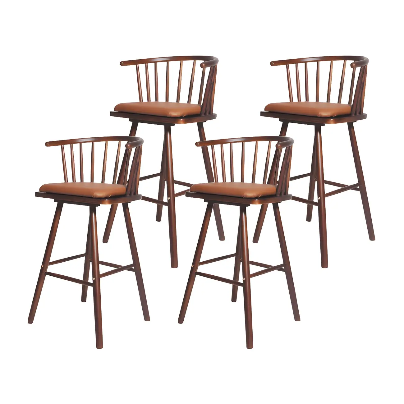 Traditional Wooden Low Back Bar Stool with Cushioned Seat Image - 51 | homeyfad