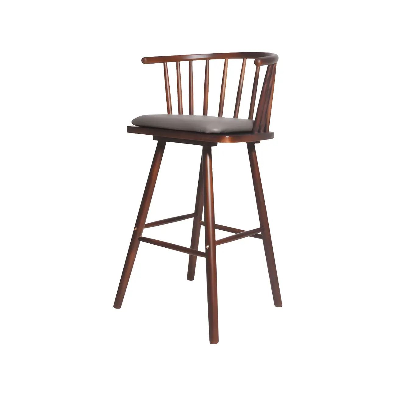 Traditional Wooden Low Back Bar Stool with Cushioned Seat Image - 52 | homeyfad