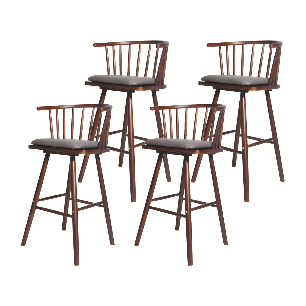 Traditional Wooden Low Back Bar Stool with Cushioned Seat Image - 54 | homeyfad